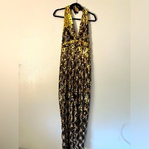 Backless Jumpsuit - Gold & Black Flip Sequins - NEW W/ TAGS
